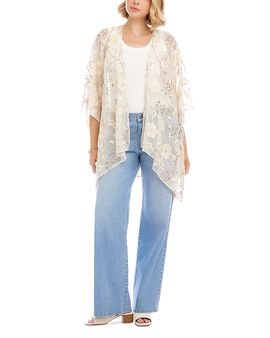Karen Kane Karen Kane Floral Embroidered Open Front Jacket