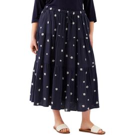 Karen Kane Karen Kane Floral Embroidered Tiered Cotton Midi Skirt