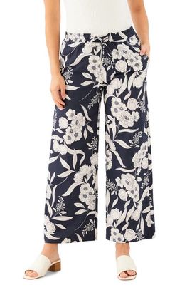 Karen Kane Karen Kane Floral Print Cotton Drawstring Ankle Wide Leg Pants 