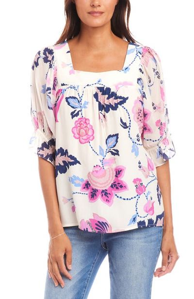 Karen Kane Karen Kane Floral Print Square Neck Top 