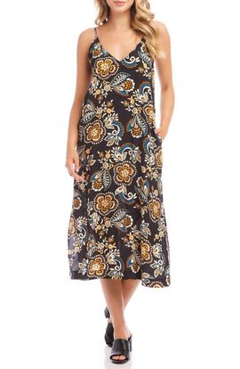 Karen Kane Karen Kane Floral Sleeveless Crepe Midi Dress