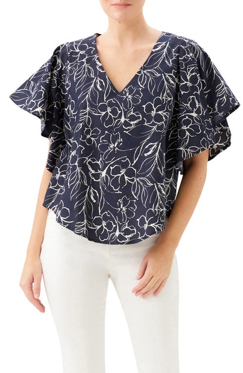 Karen Kane Karen Kane Flutter Sleeve V-Neck Cotton Top