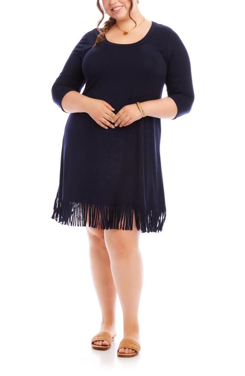 Karen Kane Karen Kane Fringe Trim Scoop Neck Dress