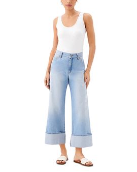 Karen Kane Karen Kane High Rise Cropped Wide Leg Jeans in Denim