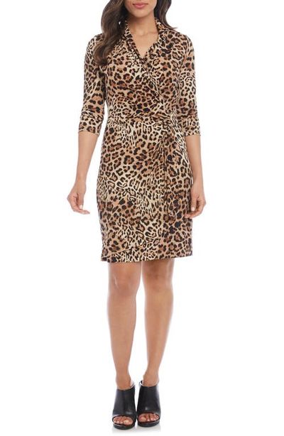 Karen Kane Karen Kane Long Sleeve Cascade Faux Wrap Dress