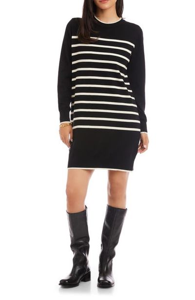Karen Kane Karen Kane Long Sleeve Stripe Sweater Dress