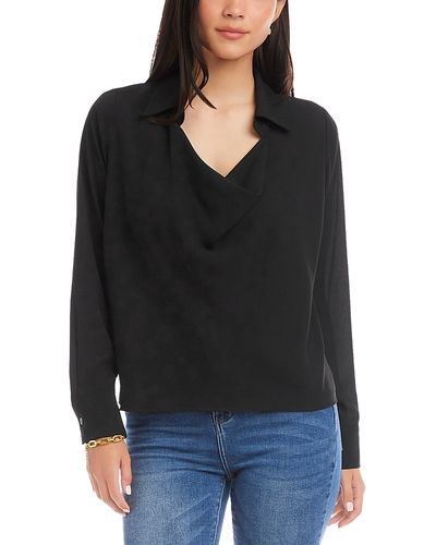 Karen Kane Karen Kane Long Sleeved Collared Cowl Neck Top