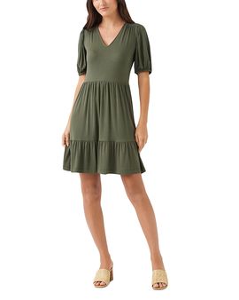 Karen Kane Karen Kane Petite Puff Sleeve Tiered Dress