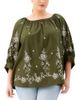 Karen Kane Karen Kane Plus Embroidered Blouson Sleeve Top - 1