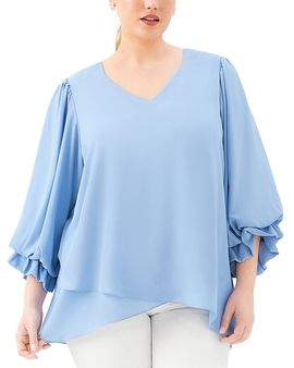 Karen Kane Karen Kane Plus Layered Sleeve Asymmetric Top