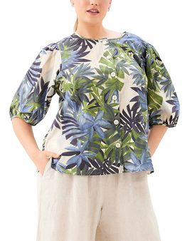 Karen Kane Karen Kane Plus Puff Sleeve Button Front Shirt