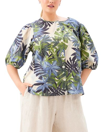 Karen Kane Karen Kane Plus Puff Sleeve Button Front Shirt