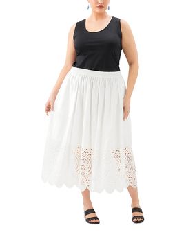 Karen Kane Karen Kane Plus Size Cutout Embroidery Midi Skirt