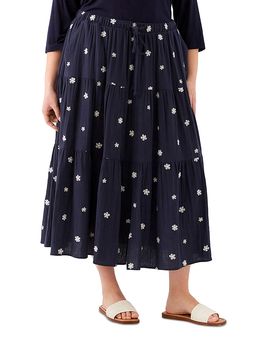 Karen Kane Karen Kane Plus Size Embroidered Tiered Midi Skirt