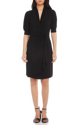 Karen Kane Karen Kane Puff Sleeve Jersey Faux Wrap Dress