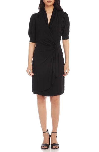 Karen Kane Karen Kane Puff Sleeve Jersey Faux Wrap Dress