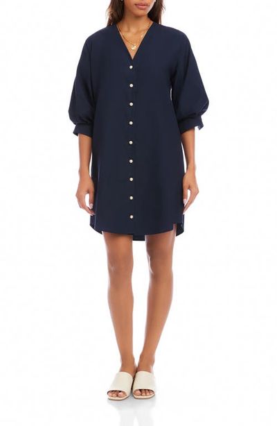 Karen Kane Karen Kane Puff Sleeve Pearly Button Dress