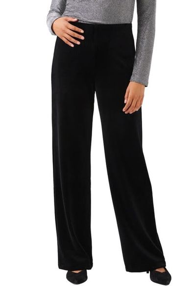 Karen Kane Karen Kane Ribbed Velvet High Waist Wide Leg Pants