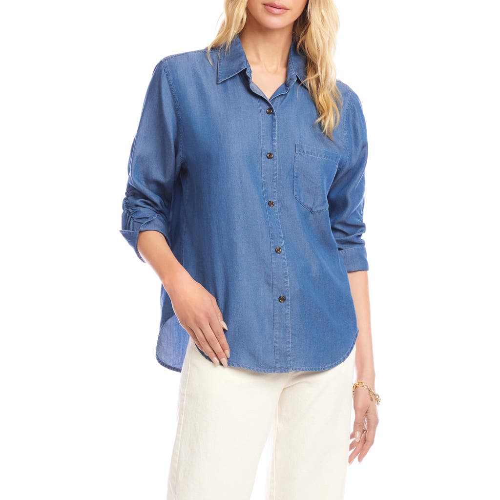 Karen Kane Karen Kane Ruched Sleeve Button-Up Shirt