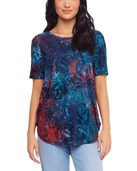 Karen Kane Karen Kane Short Sleeve Jacquard Shirttail Top