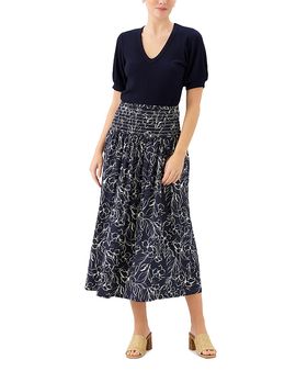 Karen Kane Karen Kane Smocked Waist Midi Skirt