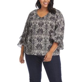 Karen Kane Karen Kane Snake Ruffle Chiffon Top