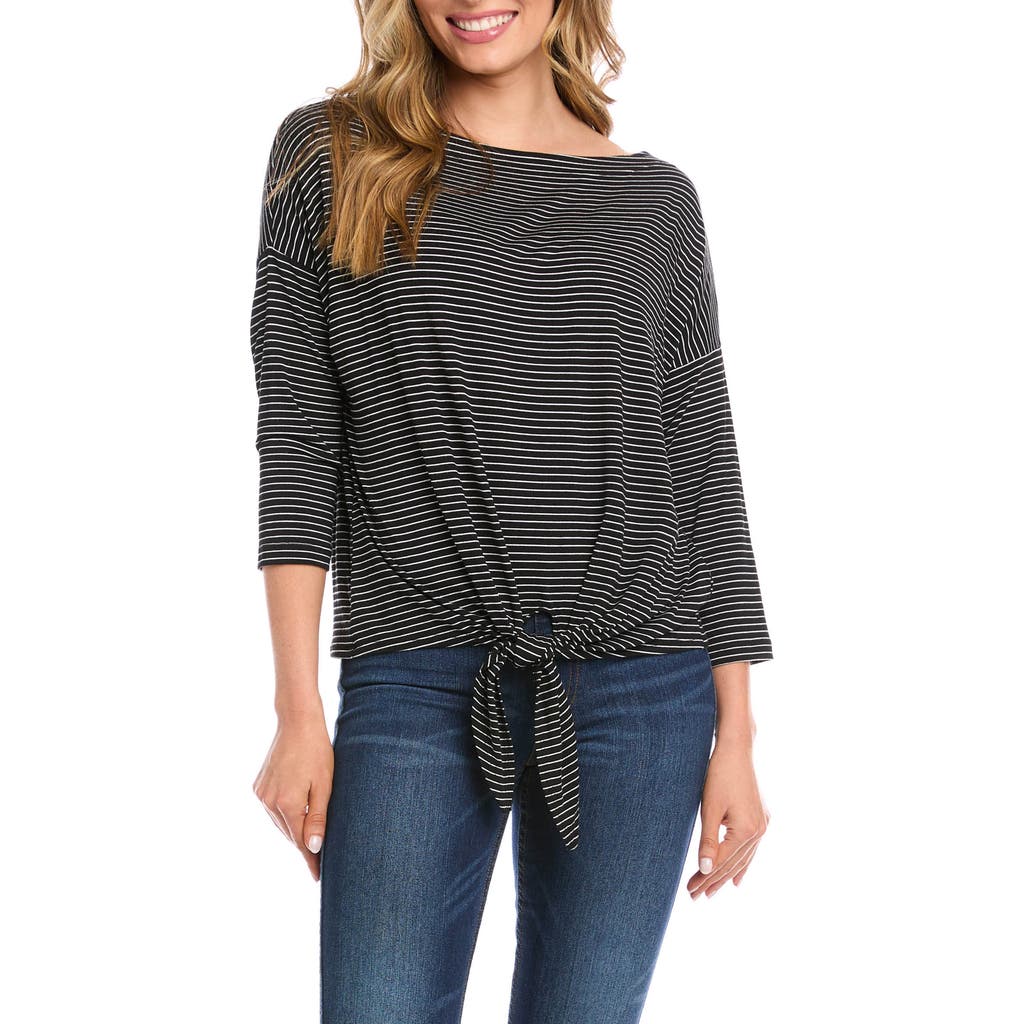 Karen Kane - Stripe Boatneck Tie Front Top