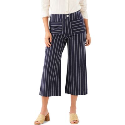 Karen Kane Karen Kane Stripe Cotton Blend Crop Wide Leg Pants