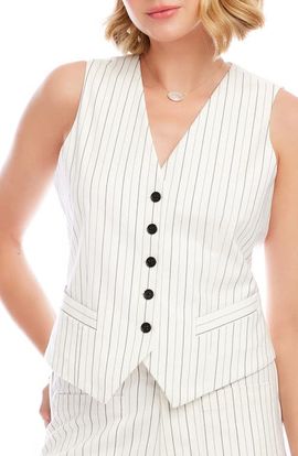 Karen Kane Karen Kane Stripe Cotton Blend Vest