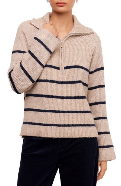 Karen Kane Karen Kane Stripe Half Zip Ribbed Sweater