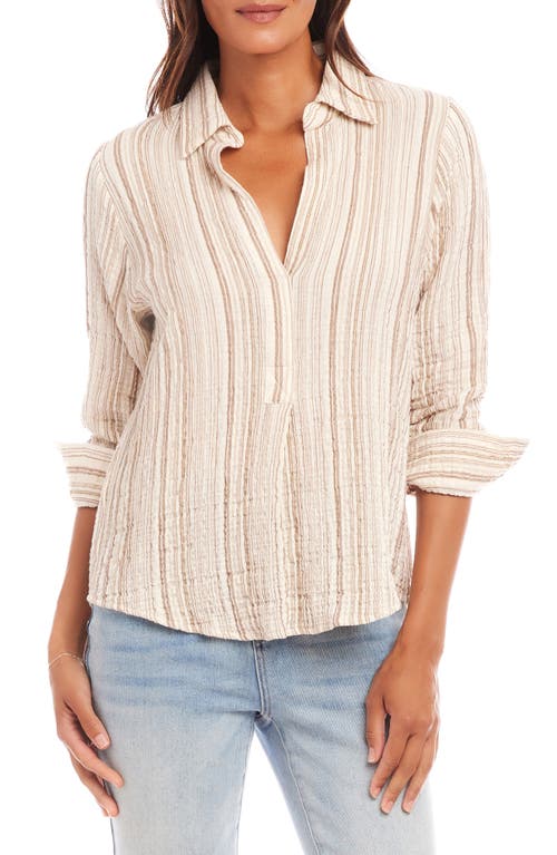 Karen Kane Karen Kane Stripe Textured Popover Shirt 