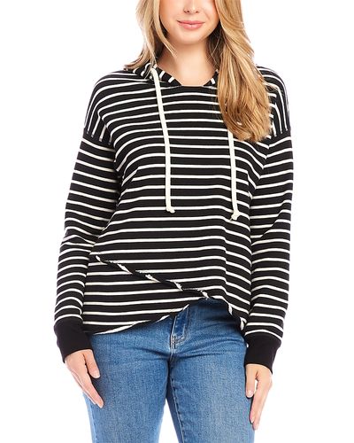 Karen Kane Karen Kane Striped Asymmetric Hem Hooded Sweatshirt