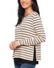 Karen Kane Karen Kane Striped Long Sleeve Side Slit Top - 4