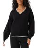 Karen Kane Karen Kane Varsity V-Neck Contrast Stitch Sweater - 1
