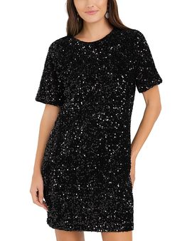 Karen Kane Karen Kane Velvet Sequin Short Sleeve Dress