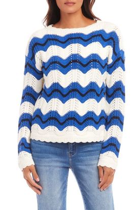 Karen Kane Karen Kane Zigzag Pointelle Stitch Cotton Blend Sweater