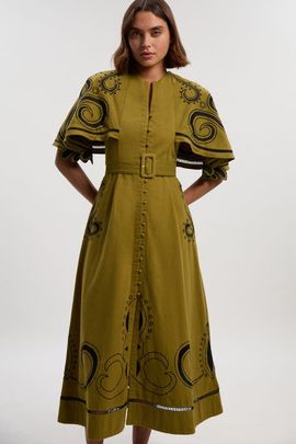 Karen Millen Karen Millen Baroque Cape Sleeve Midi Dress