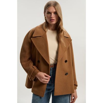 Karen Millen Karen Millen Brushed Wool Double Breasted Short Coat
