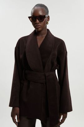 Karen Millen Karen Millen Brushed Wool Wrap Short Coat