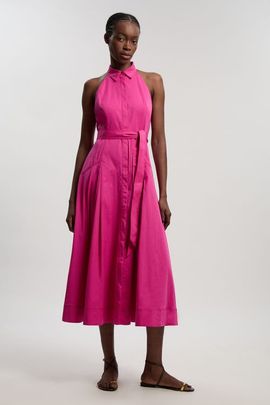 Karen Millen Karen Millen Cotton Halter Midi Shirt Dress