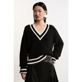 Karen Millen Karen Millen Cotton V-Neck Knit Boxy Jumper