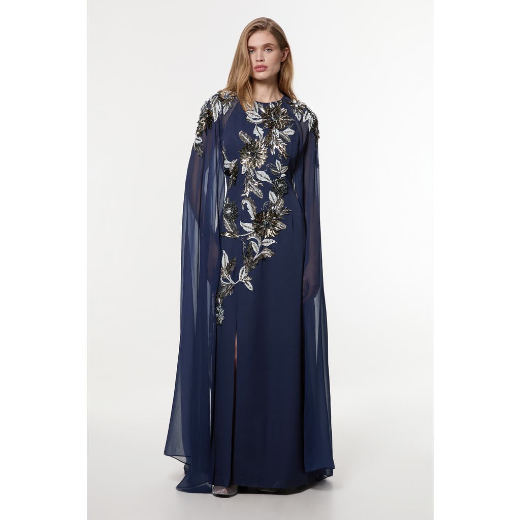 Karen Millen Karen Millen Floral 3D Cape Sleeve Maxi Dress