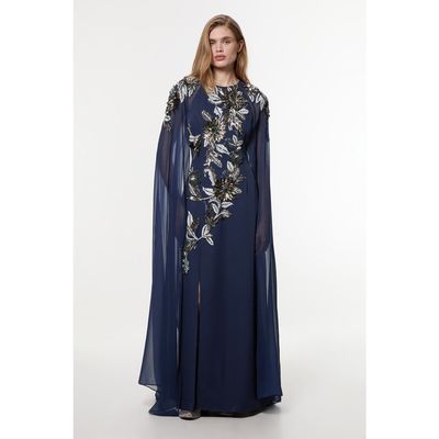 Karen Millen Karen Millen Floral 3D Cape Sleeve Maxi Dress