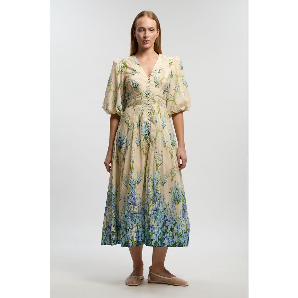 Karen Millen Karen Millen Floral Puff Sleeve Midi Dress