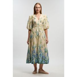 Karen Millen Karen Millen Floral Puff Sleeve Midi Dress