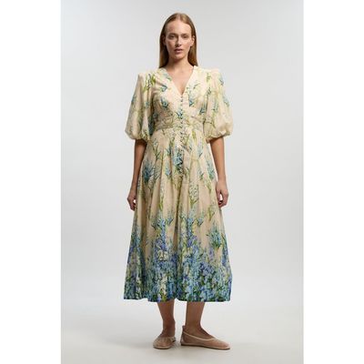 Karen Millen Karen Millen Floral Puff Sleeve Midi Dress