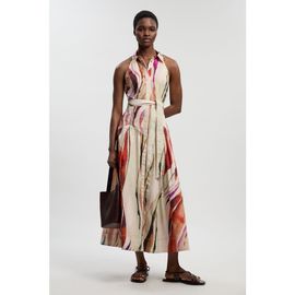 Karen Millen Karen Millen Marble Print Halter Midi Shirt Dress