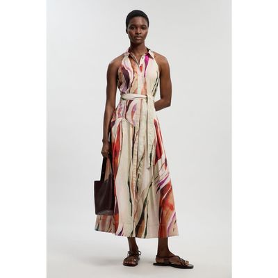Karen Millen Karen Millen Marble Print Halter Midi Shirt Dress