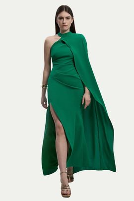 Karen Millen Karen Millen One Shoulder Cape Sleeve Maxi Dress