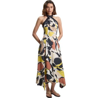 Karen Millen Karen Millen Petite Abstract Print Halter Maxi Dress